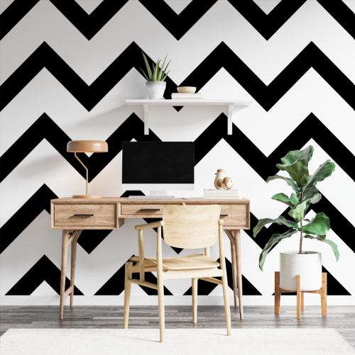 Motif Géométrique Zigzag Noir